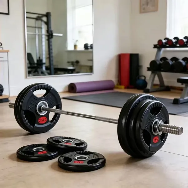 1.25kg to 25kg 3 Three Hole Tri Grip 30mm Rubber Coated Bumper Cast Iron Free Barbell Weight Plates Set for Weight Lifting Gym photo-4