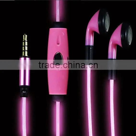 Hot Sale Recharge Visible Flowing EL Flash Lighted In-Ear Earphone(Flat Ear Type)