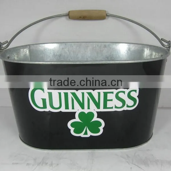 10L Galvanized Ice Bucket, Beer Ice Cooler With Wooden Handle photo-3