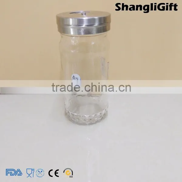 200ml Glass Spice Bottle Pepper Shakers Metal Lids Embossed Glass Bottles photo-3