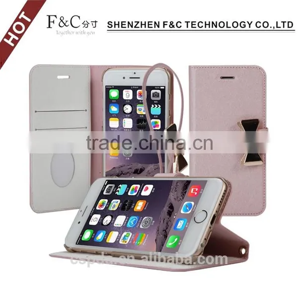 Lady Use Pink pu Leather Mobile Phone Accessories, Stand Wallet Cover for Iphone 7 Case With Card Slots and Cash Pocket photo-6