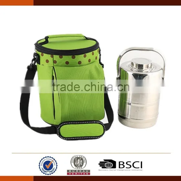 Outdoor Insulated Round Lunch Bag With Adjustable Shoulder Strap photo-6
