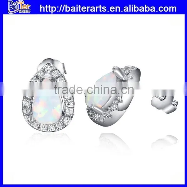 Women 925 Sterling Silver Circle Fire Opal Stone Fashion Designer Earring Wholesale photo-5