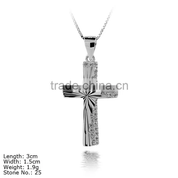 PZ9-085 925 Sterling Cross Jewelry With CZ ,925 Silver Cross Pendant