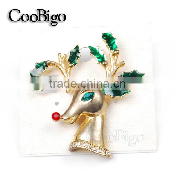 Fashion Jewelry Charming Deer Head Rhinestone Pin Brooch Wedding Invitation Christmas Party Gift Apparel Accessories photo-3