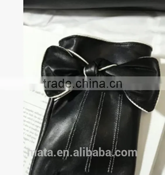 Winter Warm PU Leather Finger Touch Screen Gloves For Ladies photo-3