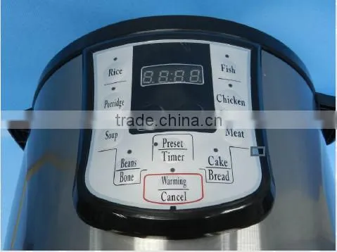 SAA 6L 1000W Basic Cheap 4 Digital Display Stainless Steel Housing Electric 8 Cooking Functions Electric Pressure Cooker photo-2