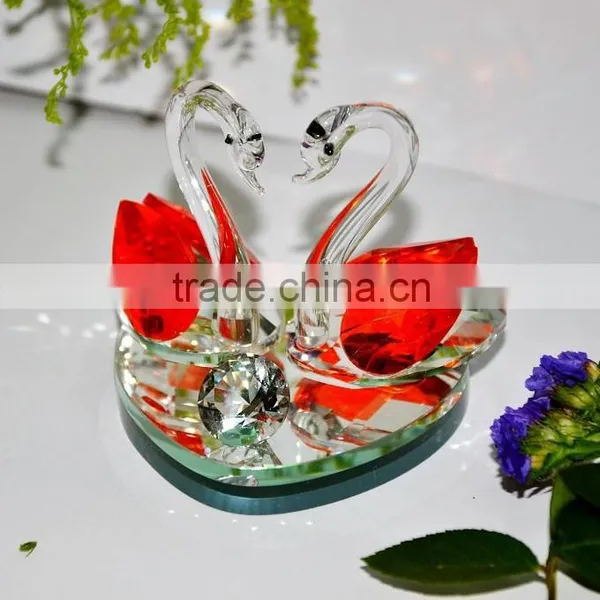 Fashion Wedding Decoration Red Crystal Swan
