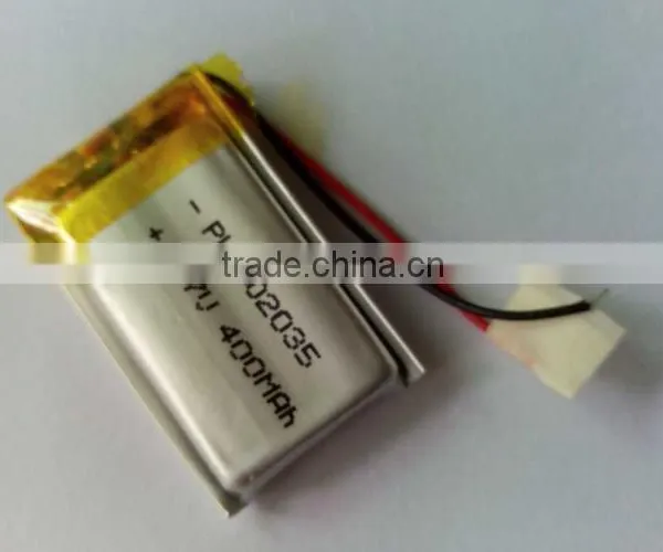 3.7v 400mah DEL-602035PL Rechargeable Lipo Battery Lithium Polymer Battery Pack