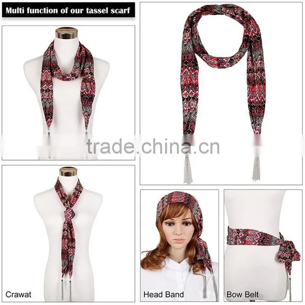 Fashion Women Lady Retro Bohemian Soft Frayed Scarf photo-6