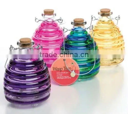 Colored Hanging Glass Fly Catcher Bottle