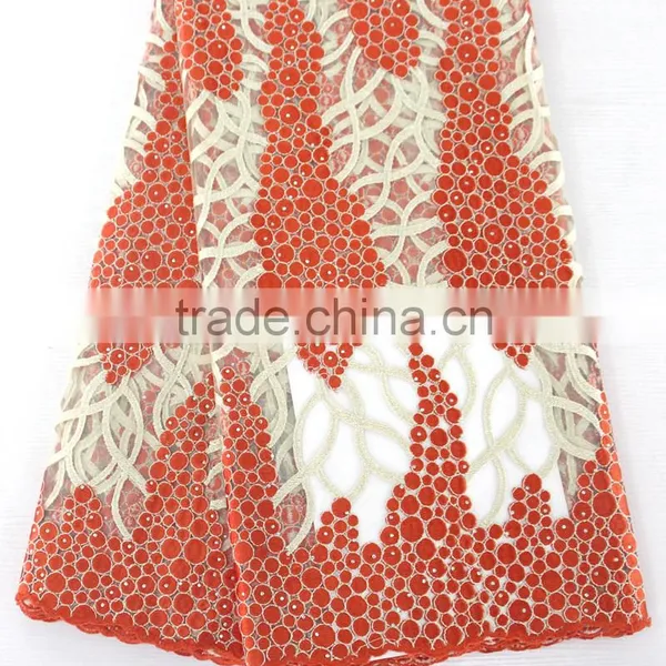 2016 High Quality African Tulle Lace Fabrics for Asoebi/ Nigeria Bridal Embroidered Tulle Lace Fabric photo-3