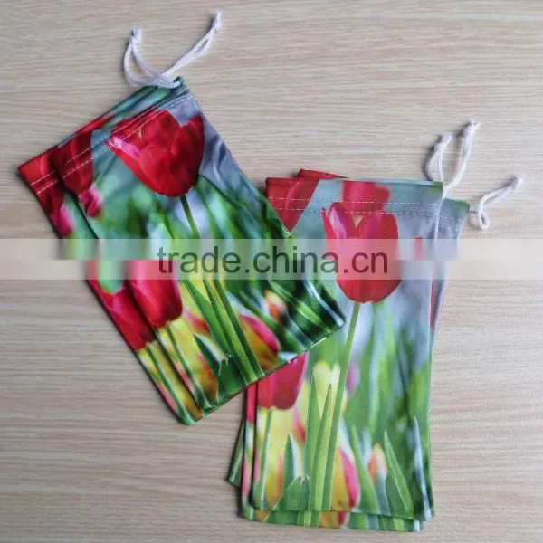 Heat Transfer Printing Microfiber Pouch With Single Drawstring for Eyeglass/phone/camera photo-3