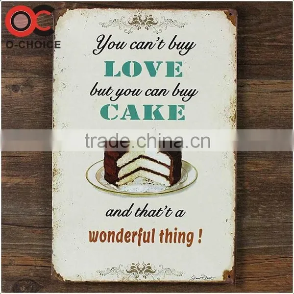 You Can't Buy Love but You Can Buy Cake Design for House Decor Metal Tin Signs