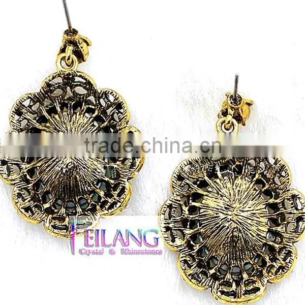 European And American Retro Inlaid Semi-precious Stones Drop Earrings photo-3