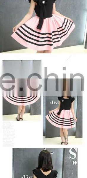 Child Baby Dress Model Sleeveless Striped With Pearl Necklace 1-3 Year Old Girl Dress photo-5