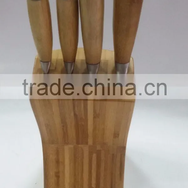 Colour Wooden Handle 5 Piece Set Containing Chopper Frozen Meat Knife