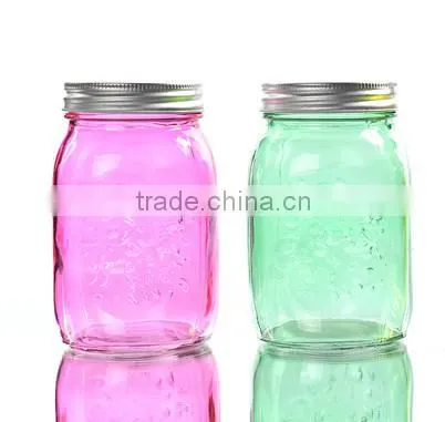 597ml Colorful Carving Glass Mason Jar With Lid photo-2