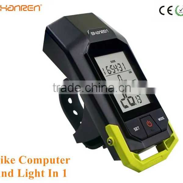 Rechargeable Waterproof Digital Wireless Bicycle Computer With Bicycle Light