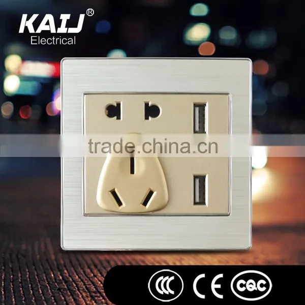 Difference Decorative Design PC Material Wall Mounted Multi Function Socket With 2 Usb Port photo-4