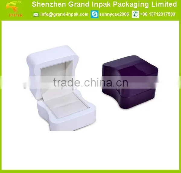 Stylish Glossy Finish Purple Color Wooden Jewelry Box Ring Box photo-3