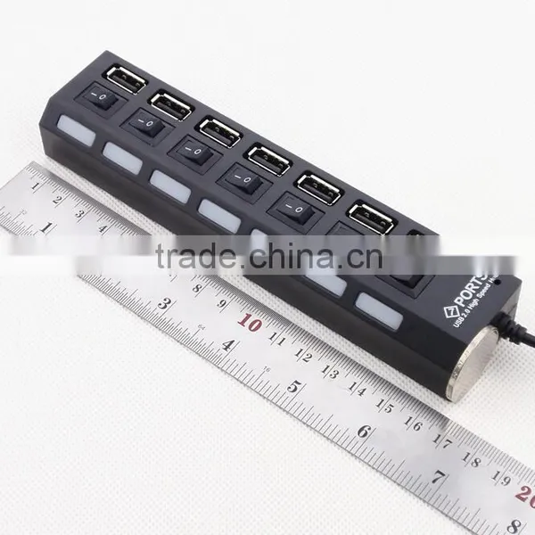 High Speed Charging Station USB 2.0 7-Port Hub Adapter With Individual Power Switches and LEDs photo-5