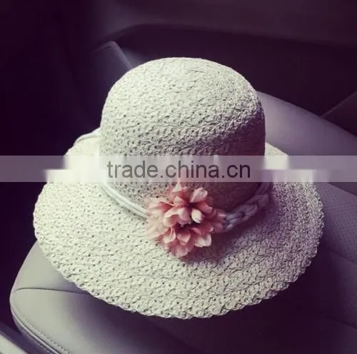 2016 Wholesale Ladies Latest Flower Sun Hat Made in China Handmade Cheaper Original Raffia Straw Hat photo-4