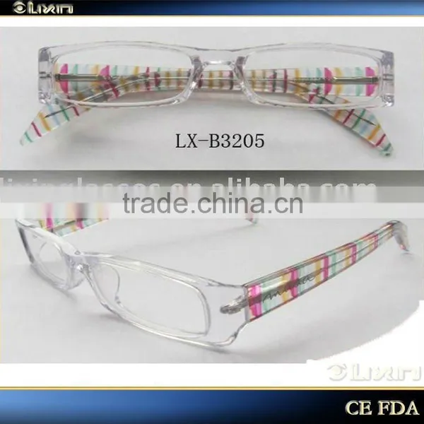 Most Popular Clear Acetate Kids Optical Frame With Colorful Strip 2013