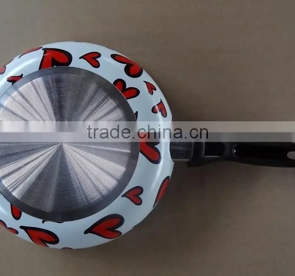 Aliuminium Non-stick Flower Decorated Silk Screen Design Frypan photo-5