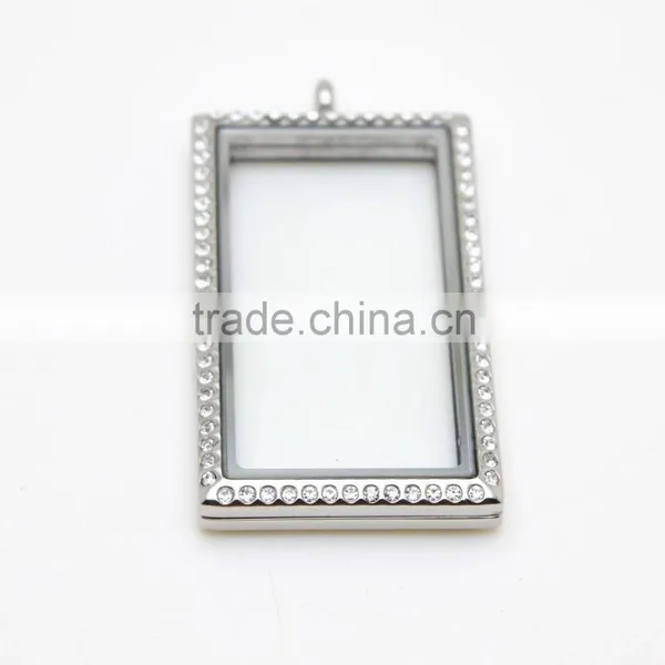Rectangular Glass Lockets Made of 316L Stainless Steel Wholesale photo-3