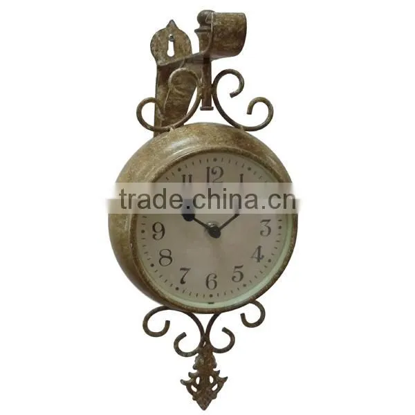 Double Face Outdoor Metal Thermometer Rotating Wall Clock photo-5