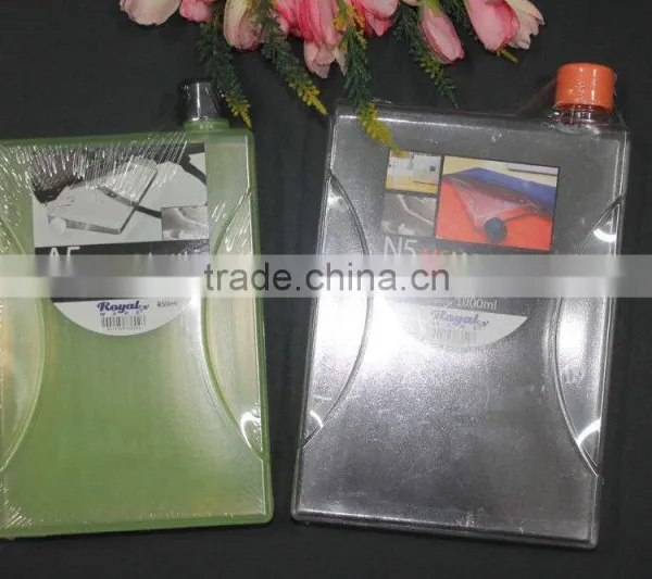 A5 850ml Flat Transparent Memo Water Bottle, N5 1000ml Memo Water Bottles, 2016 Design Memo Water Bottle!
