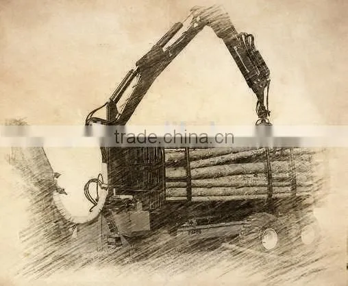 Forest Equipment Tractor PTO Hydraulic Timber Loading Traile Log Trailer , Wood Trailer, Log Wagon With Crane Grapple photo-2