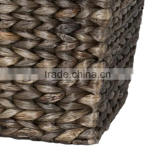 Black Dyeing Water Hyacinth Woven Deep Basket of Dirty Laundry With Liner photo-4