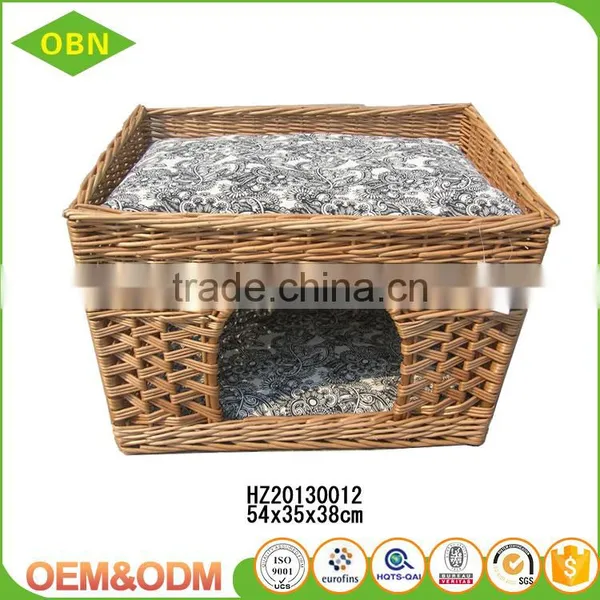 Custom Comfortable Nature Large Handmade 2 Layer Round Willow Wicker Dog Bed photo-4