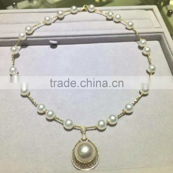 AAA 6-9mm White Color Akoya Pearl Necklace photo-2