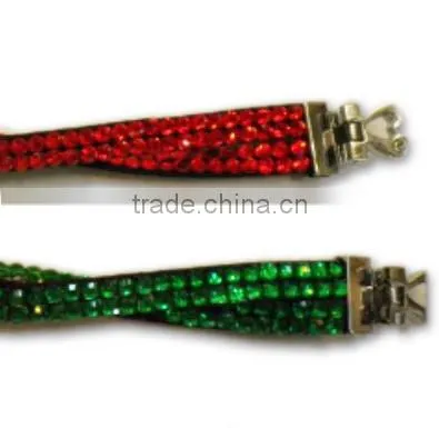 Rhinestone Bracelet With Zinc Alloy Locking Part, Hot Sale Gift Leather With Crystal Gem Decoration photo-6