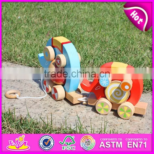 Деревянный таск-карабанчик с кубиками 2015 года, деревянный DIY-игрушка для детей, которую можно таскать и толкать, забавная недорогая деревянная таск-игрушка для младенцев W05B075-A1 photo-3