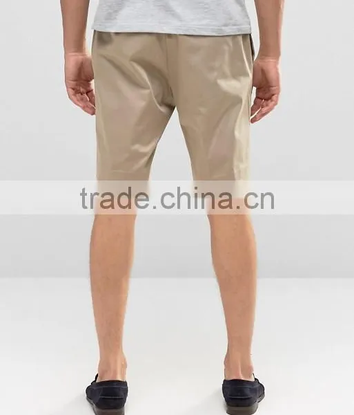 High Quality Latest Custom Three Pockets Men's Khaki Slim Fit 97% Cotton 3% Elastane Stretch Twill Zip Fly Casual Shorts Pant photo-2