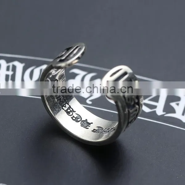 Manufacturer Top Quality Words Patterned Men's Jewelry Mystic Sterling Silver Big Ring for Men photo-3