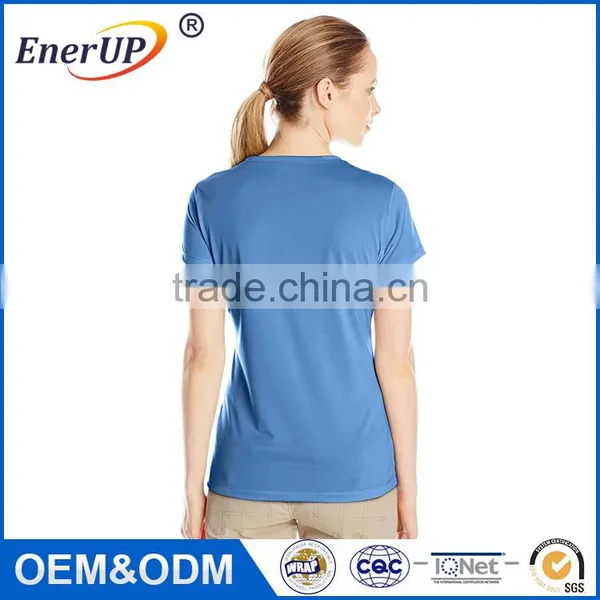 OEM and ODM Welcomed Cotton Spandex White / Grey Plain Womens Deep V Neck Short Sleeve T Shirt photo-3