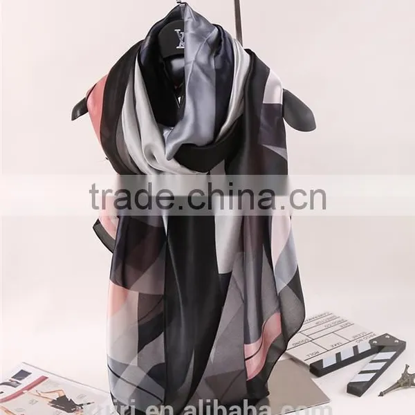 2016 Fashion Bandana Luxury Scarve Woman Brand 100% Silk Scarf With Flower Print Women Shawl High Quality Print photo-4