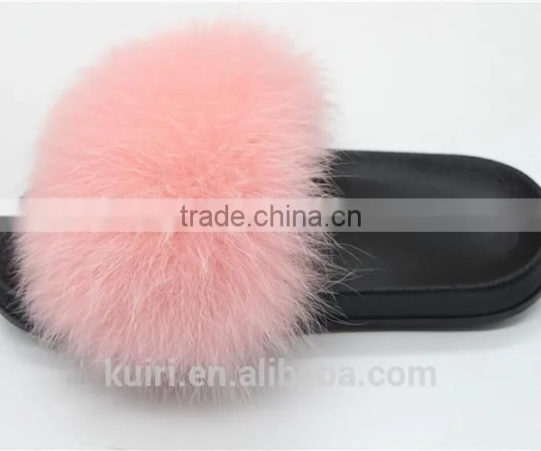 Women Fur Slippers Luxury Real Fox Fur Beach Sandal Shoes Fluffy Comfy Furry Flip Flops Fslipper-1 photo-3