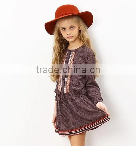 Fall Boutique Girl Clothing Vintage Long Sleeve 100% Cotton Casual Girl Child Dress Custom High Quality photo-3