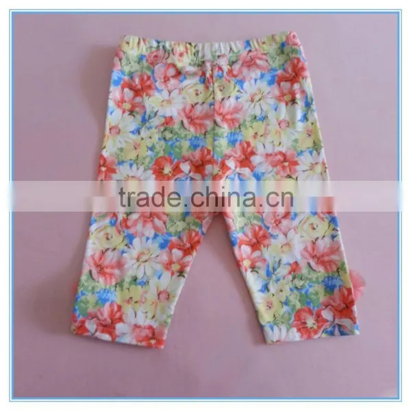 Wholesale Custom Super Comfortable Cotton Fabric Girl's Floral Leggings Stretch Colorful Pants Trousers photo-2