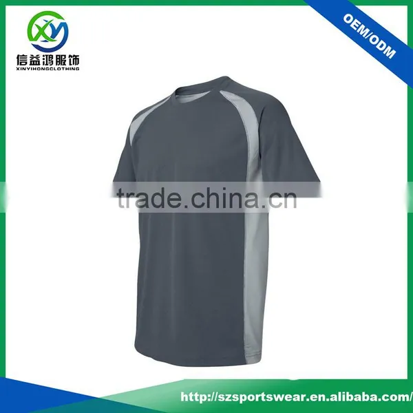 OEM Contrast Color Splicing O-neck 92%polyester 8%spandex Men t Shirt photo-2
