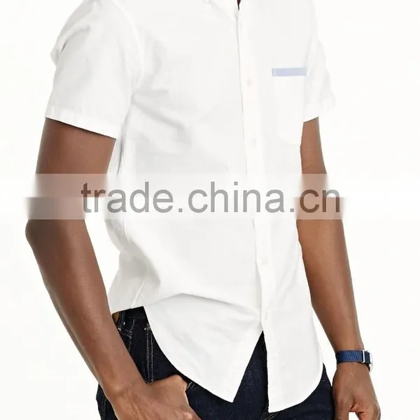 2015 SHORT-SLEEVE VINTAGE OXFORD SHIRT WITH TIPPED POCKET Slim Fit Button Down Summer Men Shirts photo-2