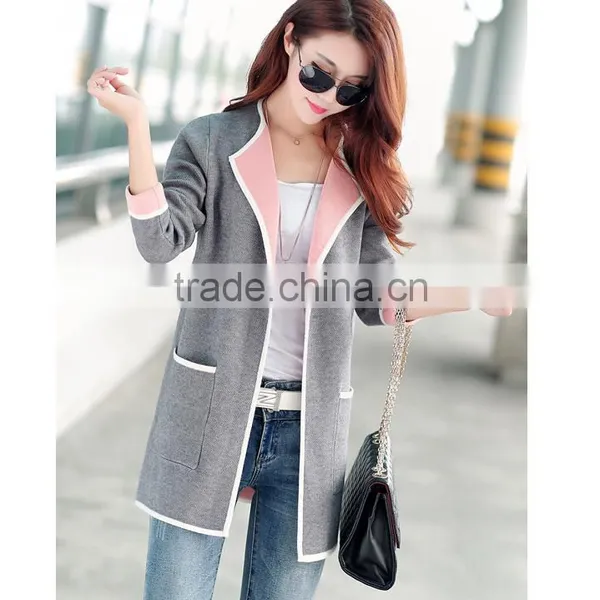 B41006A 2017 Wholesale Women Big Size Clothes Fashion Long Sleeve Simple Cardigan photo-2