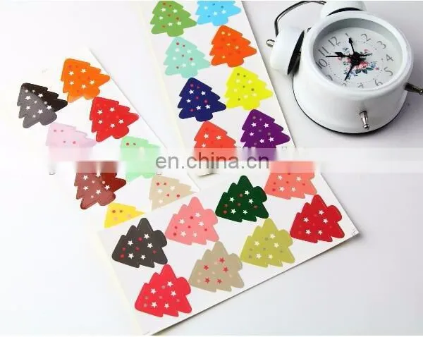 Cute Colorful Christmas Tree Box Bag Label Baking Bag Sealing Sticker Baby Shower Gift Decoration Craft Packing photo-4