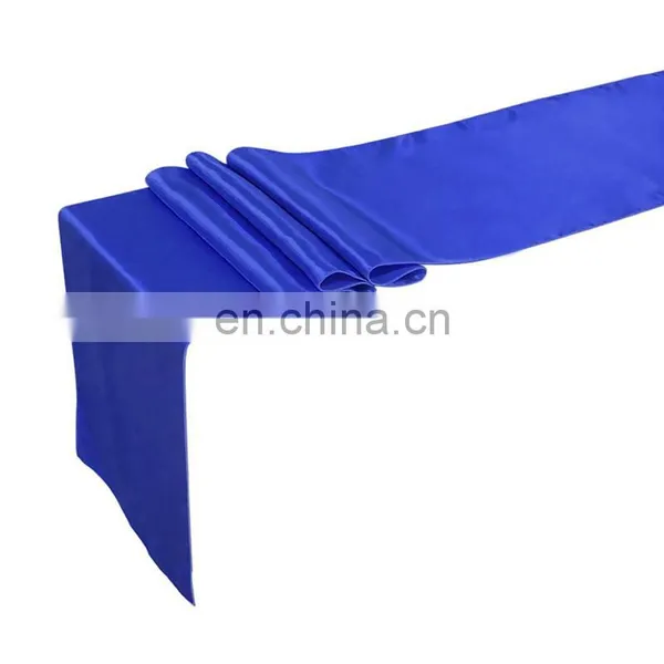 Fancy Banquet Decoration Blue Smooth Brocade Table Runner photo-4